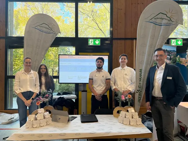 (v.l.) Hanna Schick, Laura Rihlmann, Ilkin Safarov, Paul Soffel und Ausbildungsleiter Christian Sauer | Foto: Lisa Müller