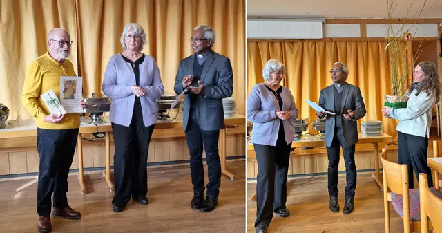 Jürgen Sievers (links) wurde von Anette Weidig und Pater Pious für 25 Jahre aktives Singen geehrt, Carmen Backes (rechts) für 25 Jahre Chorleitung. | Foto: Kirchenchor Rastein-Miesenbach