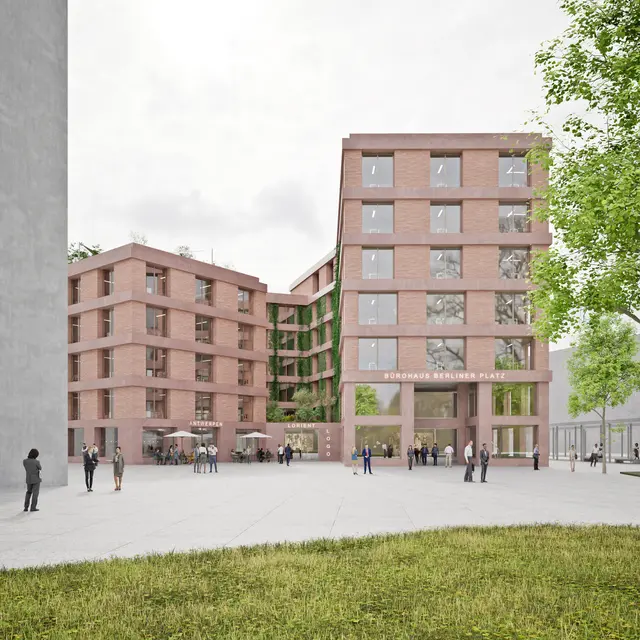 Sechs Etagen des geplanten Gebäudes "Palatineo" sollen an die Stadtverwaltung vermietet werden. Die Initiative "Wir vom Berliner Platz" sieht darin eine Chance für den Berliner Platz. | Foto: Architekturbüro Max Dudler