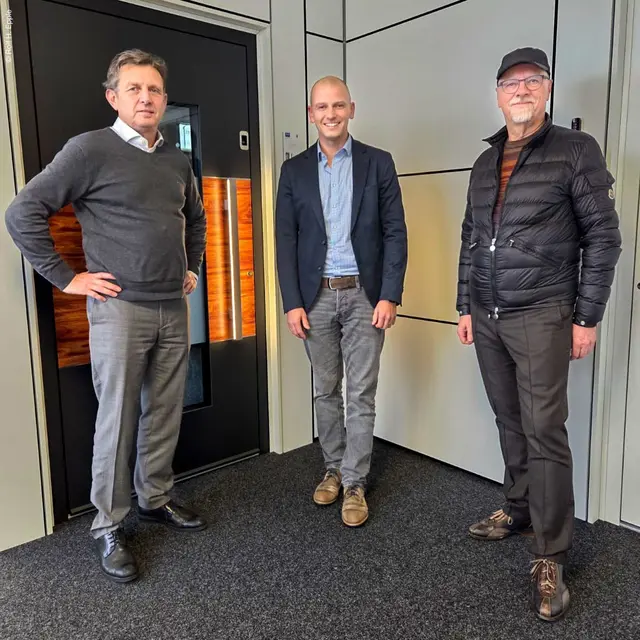 Landtagsabgeordneter Florian Bellaire (Mitte) beim Besuch in Hagenbach mit Thomas Bok (links) und Gerd Schaaf (rechts) | Foto: Florian Bellaire