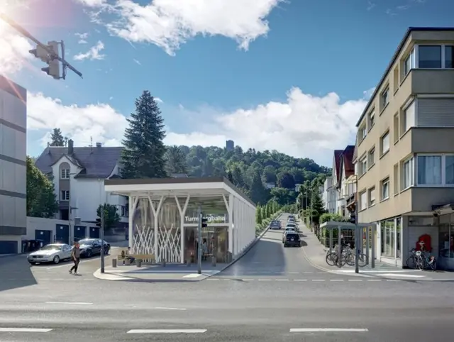 Turmbergbahn Talstation - Im Zuge der Neugestaltung der Turmbergbahn wird dieser bis zur Bundesstraße B3 hinunter verlängert. Dort entsteht dann auch die neue Talstation, die an den ÖPNV angebunden ist.  | Foto: Garaventa/Forum4