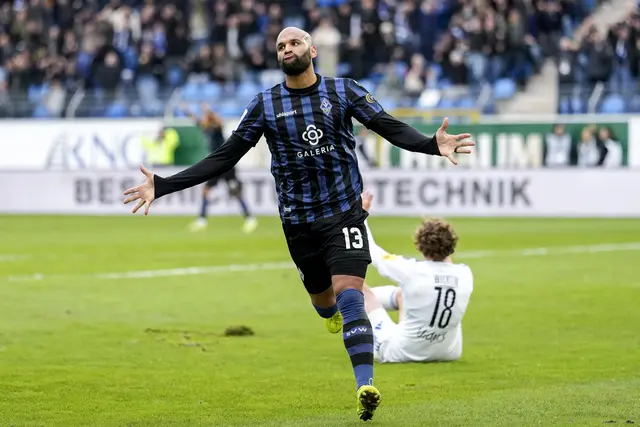 SVW-Stürmer Terrence Boyd bejubelt gegen Saarbrücken sein Tor zum 2:1. | Foto: Zimmermann/PIX-Sportfotos
