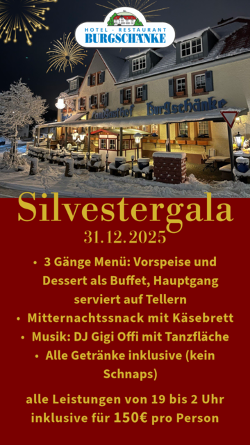 Silvestergala Kaiserslautern 2025: Die Gäste können sich kulinarische Köstlichkeiten schmecken lassen. | Foto: Burgschänke/Thomas Brenner