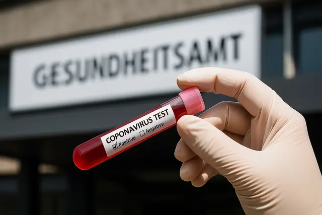 Symbolfoto: Ein Labor-Test zeigt eine Corona-Probe. Das Gesundheitsamt bewertet die aktuelle Infektionslage in der Südwestpfalz als stabil. | Foto: Erik Stegner erstellt mit ChatGPT