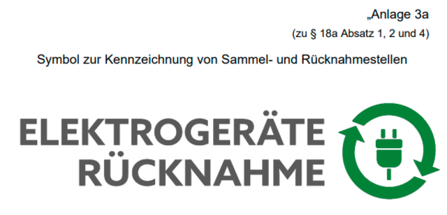 Symbol zur Kennzeichnung von Rücknahmestellen gem. Anl. 3a ElektroG | Foto: Stadt Speyer