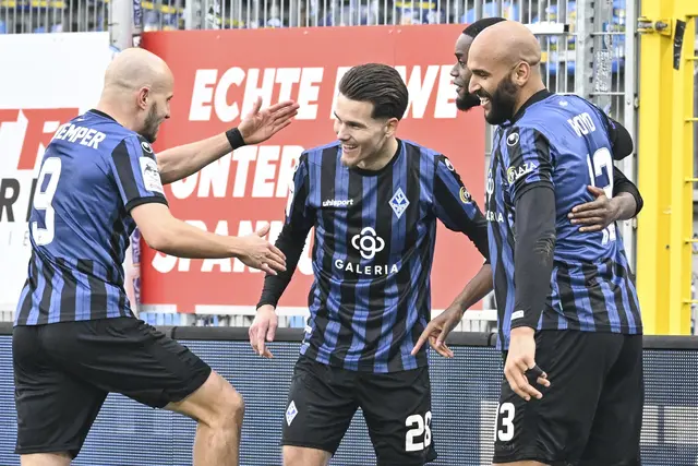 Beim Waldhof bejubelt man den 1:1-Ausgleich gegen Ingolstadt. | Foto: Ruffler/PIX-Sportfotos