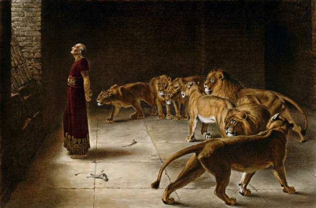 Briton Rivière: Daniel in der Löwengrube, 1872.
Ein klassisches Beispiel viktorianischer Historienmalerei über Vertrauen und göttlichen Schutz. | Foto: Daniel in the Lions’ Den, 1872 Gemälde von Briton Rivière Public Domain Quelle: Google Arts &amp; Culture