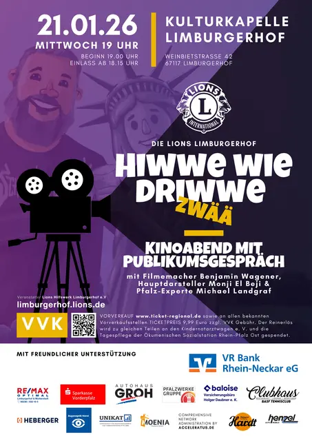 Plakat des Kinoabends Hiwwe wie Driwwe 2 in Limburgerhof | Foto: LC Limburgerhof 
