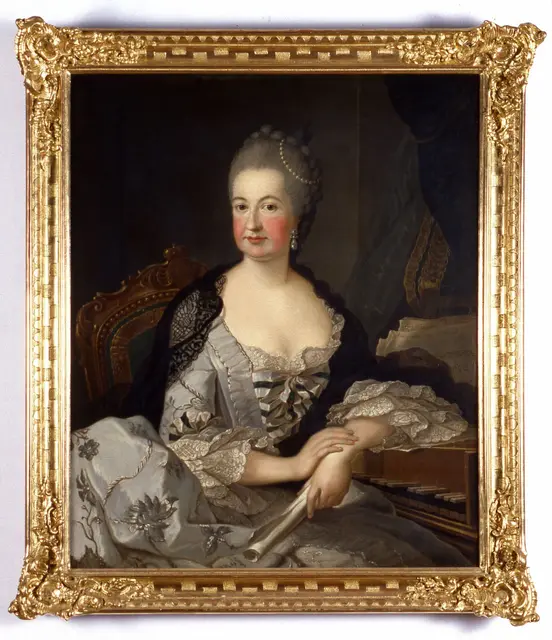Elisabeth Auguste am Cembalo, um 1752, gemalt von Johann Heinrich Tischbein d.Ä. | Foto:  rem, Foto: Jean Christen 