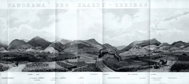 Gorge Cooke Lambert: Panorama des Haardtgebirgs, Stahlstich aus Bruckner, Das Haardtgebirge und seine Umgebungen, Neustadt a. d. H. 1847 | Foto: Maria Männig