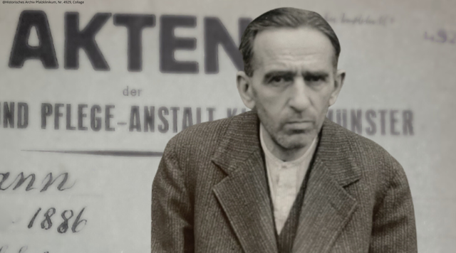 Neue Ausstellung im Stadtmuseum Bad Dürkheim: Bild des „Euthanasie“-Opfers Albert aus Bad Dürkheim. Portrait eines Mannes, ca. 50 Jahre, in schwarz-weiß. | Foto: Lebsnhilfe Bad Dürkheim