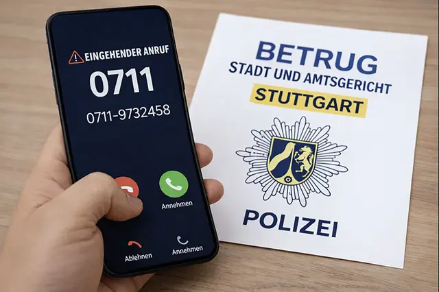 Spam- und Betrugsanrufe aus Stuttgart: Kriminelle nutzen die Vorwahl 0711 und geben sich als Stadtverwaltung oder Amtsgericht aus. Stadt und Justiz warnen vor Telefonbetrug. | Foto: Erik Stegner mit KI erstellt