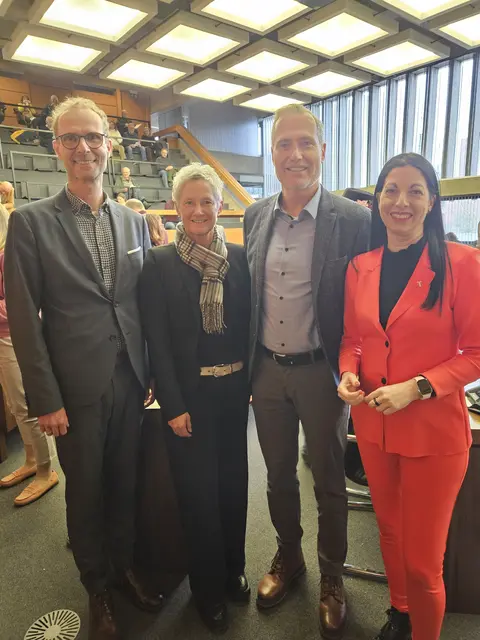 Vertreter von Stadt und Region unterstützen den geplanten Gesundheits-Campus und die Medical School Kaiserslautern: Thorsten Hemmer (v.l.), Beate Kimmel, Peter Selzer und Anja Pfeiffer  | Foto: WKK/gratis