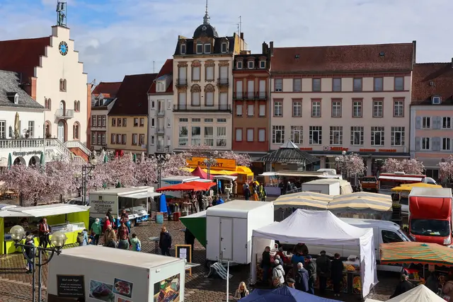 Frühlingsfest und verkaufsoffener Sonntag Landau 2026 – Deutsch-Französischer Bauernmarkt mit regionalen Spezialitäten auf dem Rathausplatz | Foto: Stadt Landau
