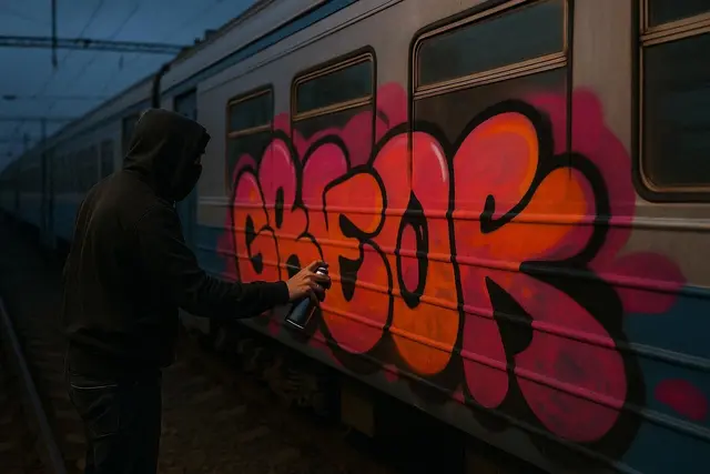 Graffiti an einem Zug - Symbolfoto | Foto: Heike Schwitalla - erstellt mi KI