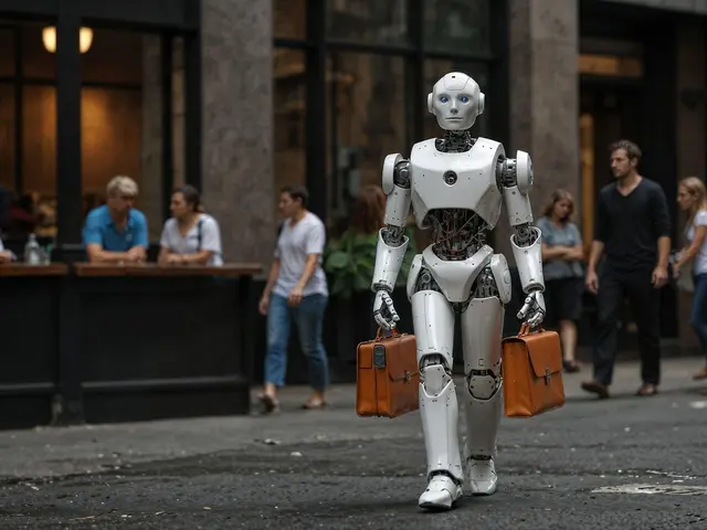 Werden künftig Roboter statt wir Menschen zur Arbeit gehen? | Foto: Frank Rietsch (KI generiert) auf Pixabay