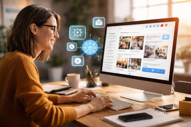 Vortrag zum Thema KI und Social Media: Praktische Unterstützung für die Vereinsarbeit | Foto: Heike Schwitalla (bearbeitet mit KI)