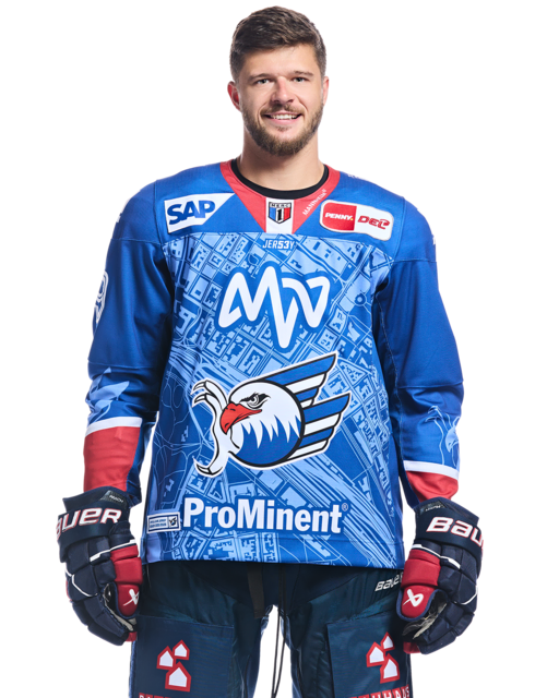 Lukas Kälble mit der Spielernummer 49 | Foto: Adler Mannheim