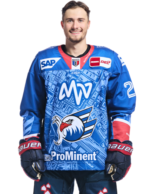 Yannick Proske mit der Spielernummer 27 | Foto: Adler Mannheim