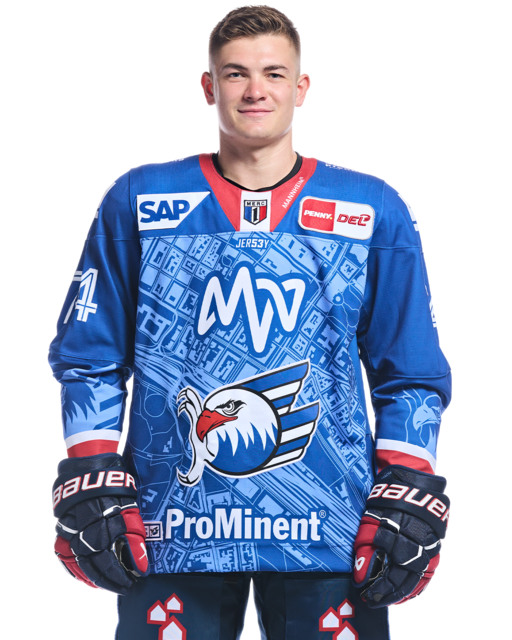 Justin Schütz mit der Spielernummer 74 | Foto: Adler Mannheim