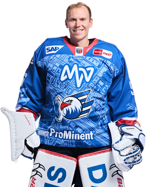 Maximilian Franzreb mit der Spielernummer 56 | Foto: Adler Mannheim
