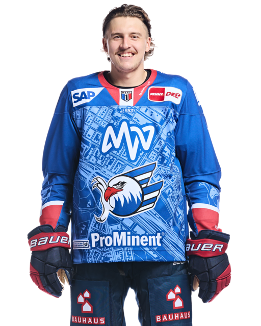Leon Gawanke mit der Spielernummer 9 | Foto: Adler Mannheim