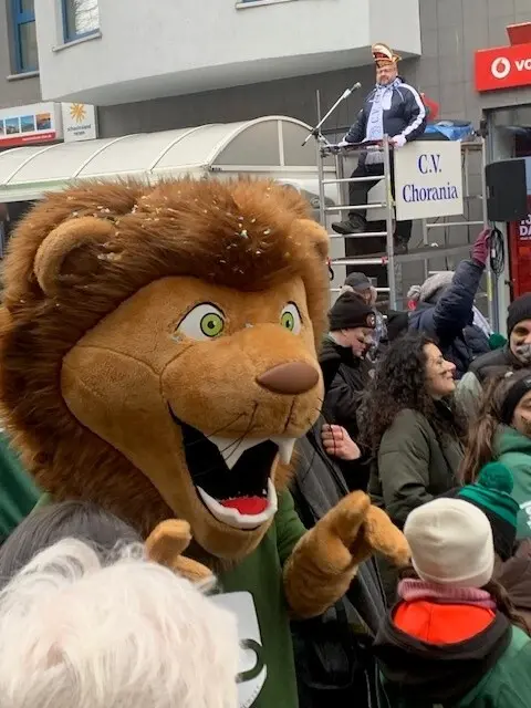 Das Maskottchen der TG Frankenthal beim Umzug am Samstag. | Foto: Bohlander