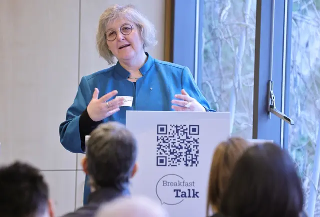 Inspirierende Impulse zum Thema "Geleitet leiten" von Prof. Dr. Heike Springhart, Landesbischöfin der Evangelischen Landeskirche in Baden.  | Foto: Foto: JoDo (Jörg Donecker)