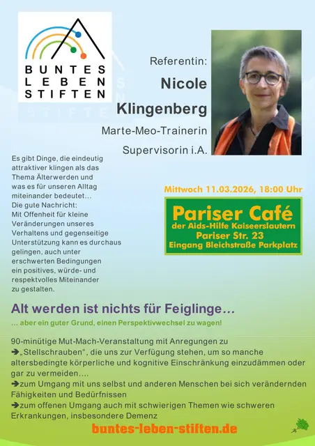 Werbeflyer zur Veranstaltung "Alte werden ist nichts für Feiglinge" | Foto: Buntes Leben Stiften