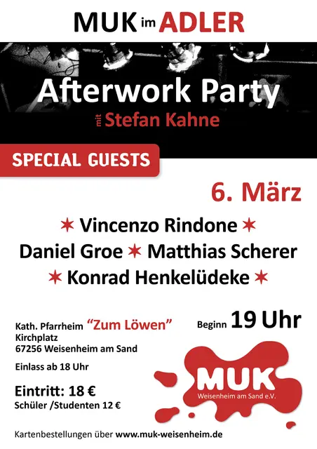 MUK-Afterworkparty mit Vincenzo Rindone alias Zio Wintz, Daniel Groe, Matthias Scherer, Konrad Henkelüdeke &amp; Stefan Kahne | Foto: MUK Weisenheim am Sand e.V.
