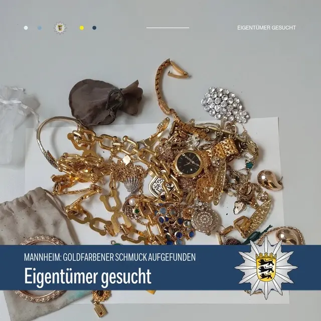 Goldfarbener Schmuck aufgefunden | Foto: Polizei Mannheim