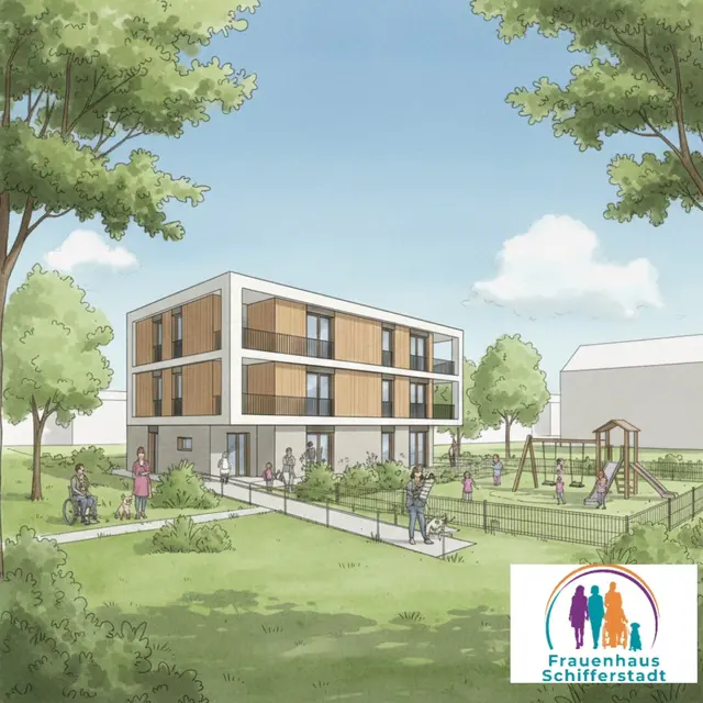 Eine von mehreren Modellzeichnungen für das geplante Leuchtturm-Projekt Inklusives Frauenhaus Schifferstadt. Mit einem inklusiven Frauenhaus soll von Gewalt bedrohten Frauen und behinderten Frauen mit Kindern und Assistenzhunden künftig Schutz und Therapie in der künftigen Kreishauptstadt Schifferstadt geboten werden.  | Foto: Andreas Klamm