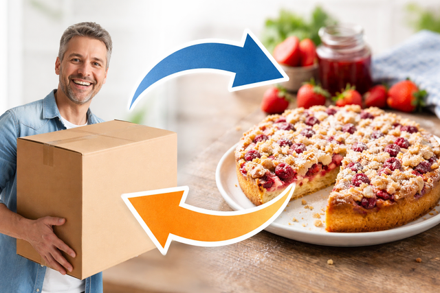 Dienstleistungen tauschen statt bezahlen: In der Tauschbörse wird zum Beispiel Hilfe beim Tragen gegen selbstgebackenen Kuchen getauscht – ganz ohne Geld. | Foto: Mit KI generiert/Eva Bender