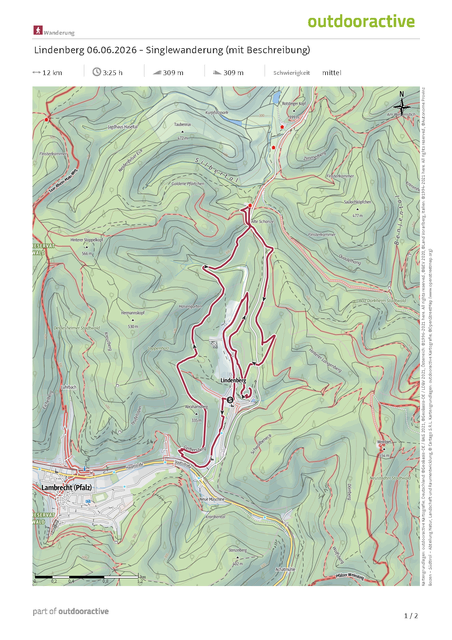 Singlewanderung - Route | Foto: Touristinformation Tal viTAL - VG Lambrecht (Pfalz)