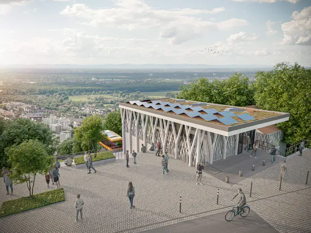 Neue Bergstation Turmbergbahn: Im Zuge der Neugestaltung der Turmbergbahn in Durlach wird auch eine neue Bergstation errichtet - direkt neben der Aussichtsterrasse | Foto: Visualisierung Garaventa/Forum 4