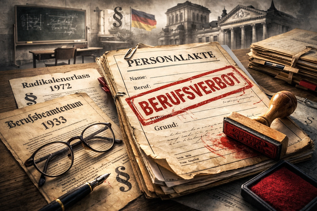 Bürokratische Entscheidung mit weitreichenden Folgen: Berufsverbote trafen zahlreiche Beschäftigte im öffentlichen Dienst. (Symbolbild) | Foto: Mit KI generiert/Eva Bender