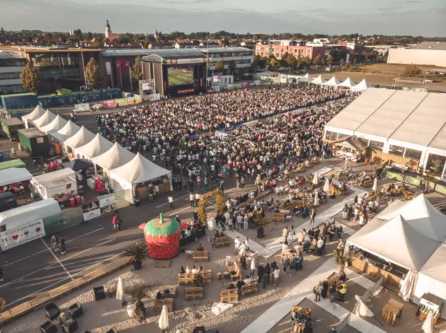 Volle Reihen und große Emotionen: Beim Public Viewing der Eventschmiede Gerach zur EM 2024 feierten tausende Fußballfans gemeinsam – zur WM 2026 wird es ein solches Angebot in Landau nicht geben. | Foto: Eventschmiede Gerach