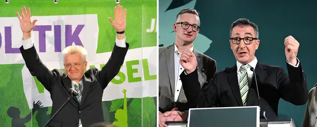 Geschenk mit Symbolkraft: Özdemir trägt die selbe Krawatte wie Kretschmann 2011.  | Foto: dpa