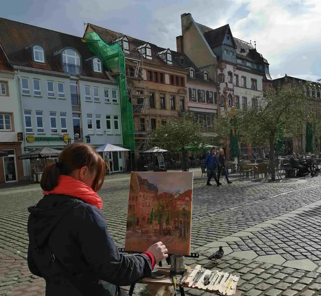 Pleinairmalerei am Rathausplatz Landau | Foto: Aparte Kunst Galerie