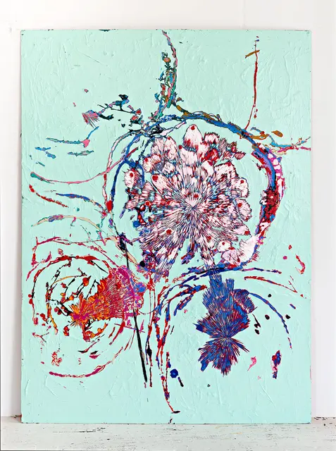 Birgit Brandis, Dahlie, 2022, Acryl auf Holz, 205 x 155 cm | Foto: Galerie Peter Zimmermann