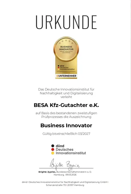 © 2026 BESA Kfz-Gutachter e.K. Alle Rechte vorbehalten. Text und Bildmaterial sind urheberrechtlich geschützt. | Foto: BESA Kfz-Gutachter e.K.