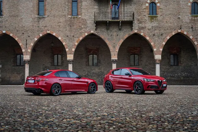 Alfa Romeo bringt seine Modelle Giulia (l) und Stelvio als V6-Benziner zurück. | Foto: dpa