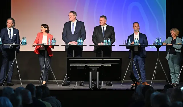 Landtagswahl 2026: Das sind die sechs Spitzenkandidaten für den Posten des Ministerpräsidenten in Rheinland-Pfalz, es fehlt Rebecca Ruppert (Die Linke). | Foto: dpa