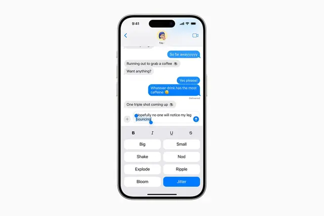 Zittern ist nur einer von vielen Spezialeffekten, die sich zusätzlich ab iOS18 in iMessage nutzen lassen. (zu dpa: «iMessage-Nachrichten mit Effekten senden: So geht's») | Foto: dpa