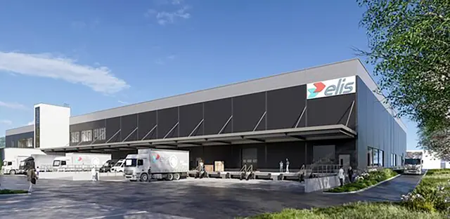 So soll die neue Großwäscherei von Elis in Landstuhl aussehen. Der Neubau entsteht nach dem Großbrand von Dezember 2024 und soll Anfang 2027 in Betrieb gehen. | Foto: Elis-Groupe