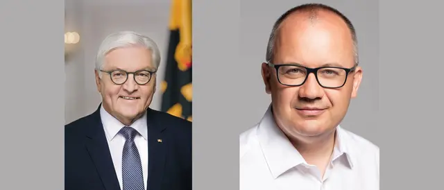 Bundespräsident Frank-Walter Steinmeier übergibt den diesjährigen Hambacher Freiheitspreis an den polnischen Menschenrechtler Prof. Dr. Adam Bodnar | Foto: Bundesregierung/Steffen Kugler - gov.pl/gratis