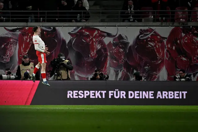 Leipzig Gruda bejubelt den Führungstreffer gegen die TSG Hoffenheim.  | Foto: dpa