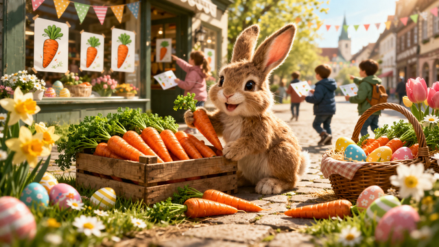 Auf Karottensuche für den Osterhasen | Foto: Mit KI generiert/Eva Bender
