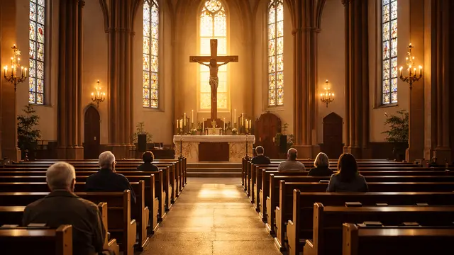 Wenige Besucher in einer Kirche – die Zahl der Gläubigen ist in der Region seit Jahrzehnten deutlich rückläufig (Symbolbild) | Foto: Erik Stegner mit KI