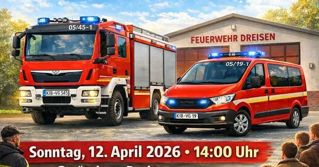 Die Feuerwehr Dreisen lädt herzlich zur feierlichen Segnung ihrer neuen Einsatzfahrzeuge ein | Foto: Feuerwehr Dreisen/mit KI erstellt